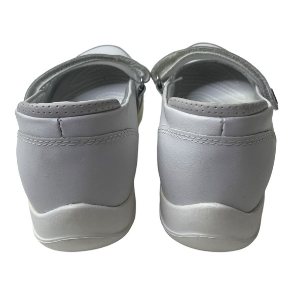Crocs Women’s Saffron White Leather Mary Jane Shoes - Picture 5 of 9